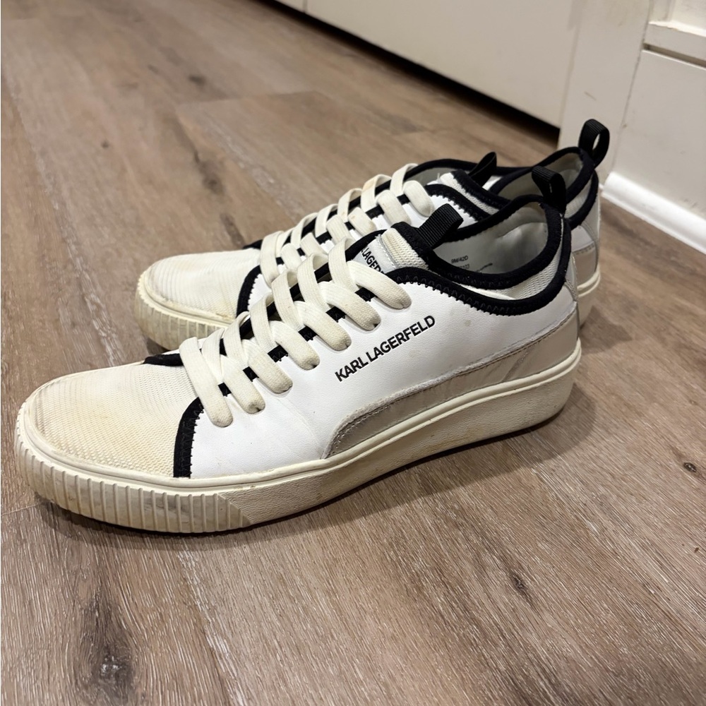 Karl Lagerfeld Monochrome Lace-Up Sneakers